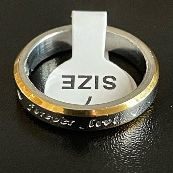 4mm gold silver forever love ring size 7 - Picture 6 of 8